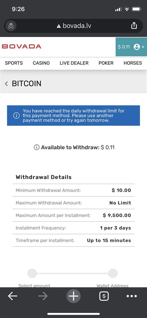 bovada card withdrawal limit.